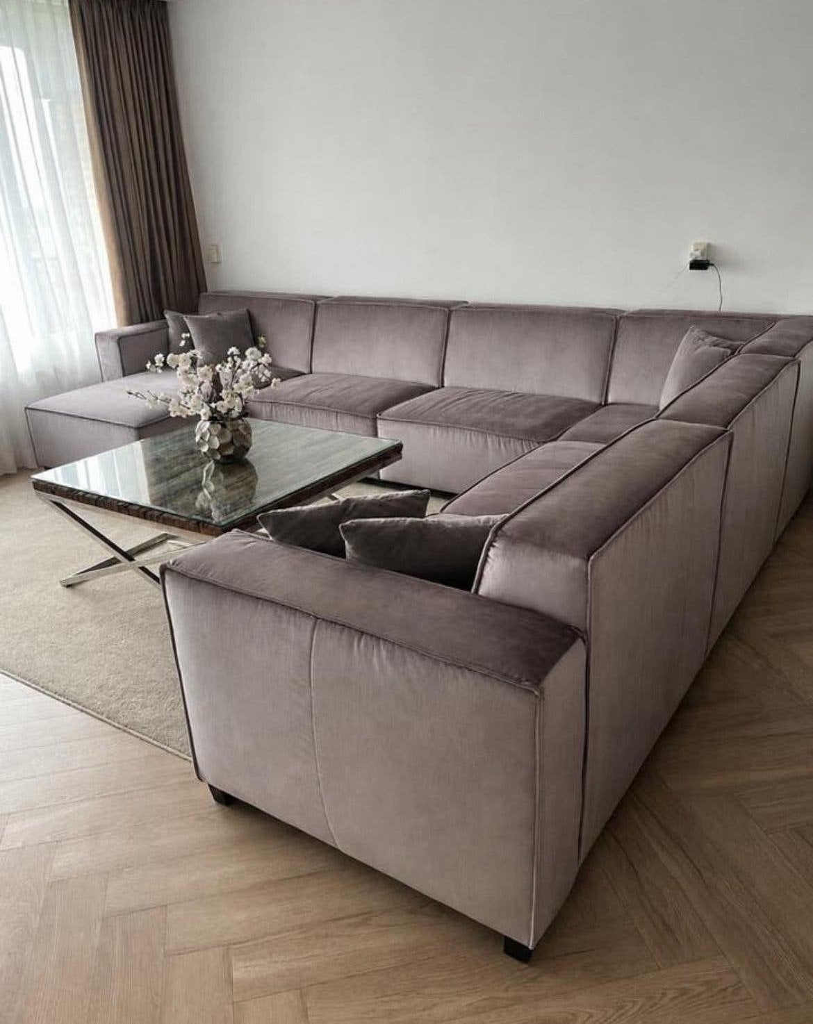 U bank, Ophalen, 300 cm of meer, Zo goed als nieuw, Stof