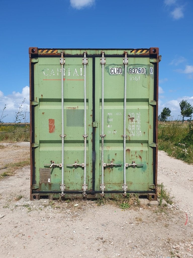 Werkplaats 40ft Zeecontainer High cube met overkapping, Ophalen, Gebruikt
