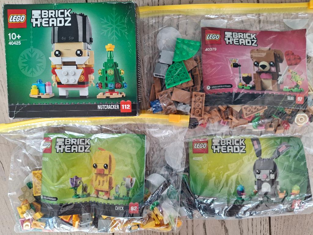 4 Lego Brick Headz 40425, 40271, 40350, 40379, Gebruikt, Overige thema's, Lego, Overige typen