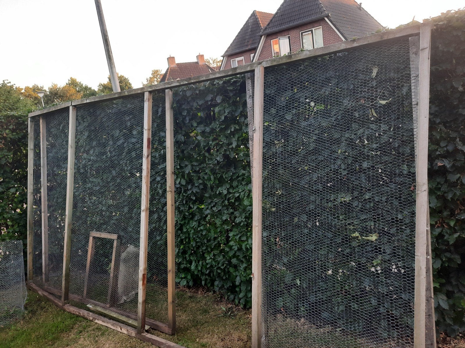 groot paneel met gaas, Tuin en Terras, Ophalen, Hout, Gaashekwerk, Met poort