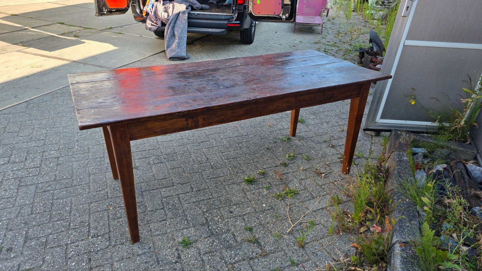 antieke Frans eiken boeren eettafel, Ophalen