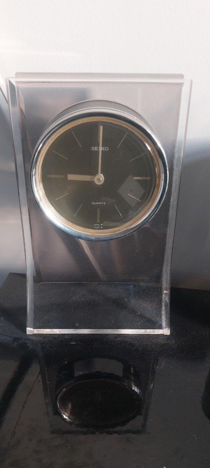 Vintage Seiko Quartz Tafelklok - Acryl Design, Antiek en Kunst, Antiek | Klokken, Ophalen of Verzenden