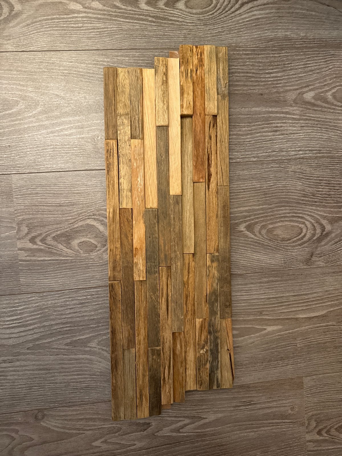 Teak houtstrips / houten strips - 21 stuks (20x60 cm), Doe-het-zelf en Verbouw, Ophalen, Gebruikt, Minder dan 25 mm, Overige typen