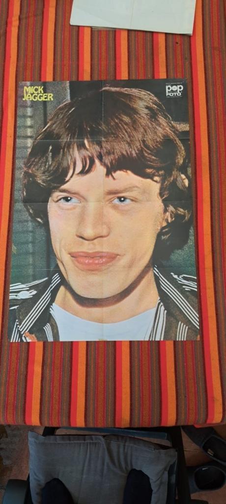 Mick Jagger poster uit Popfoto 1968, Rechthoekig Staand, Deurposter of groter, Ophalen of Verzenden, Zo goed als nieuw
