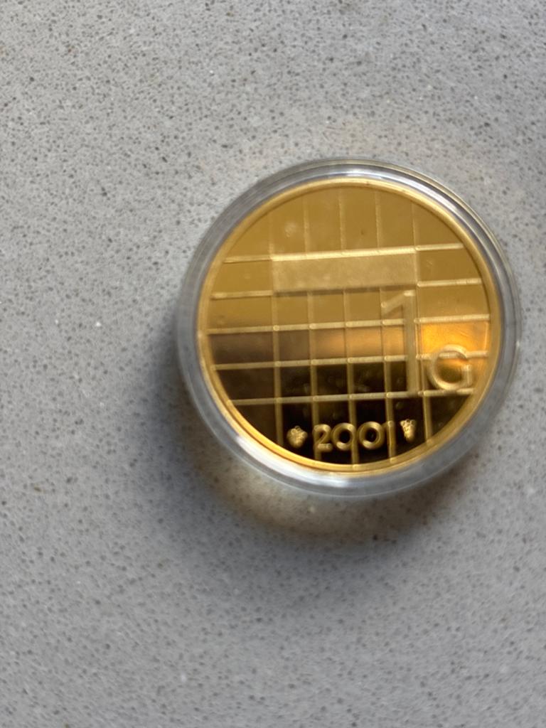 Gouden 1 Gulden Munt Koningin Beatrix 2001, Postzegels en Munten, Ophalen of Verzenden, Overige landen, Losse munt, Goud