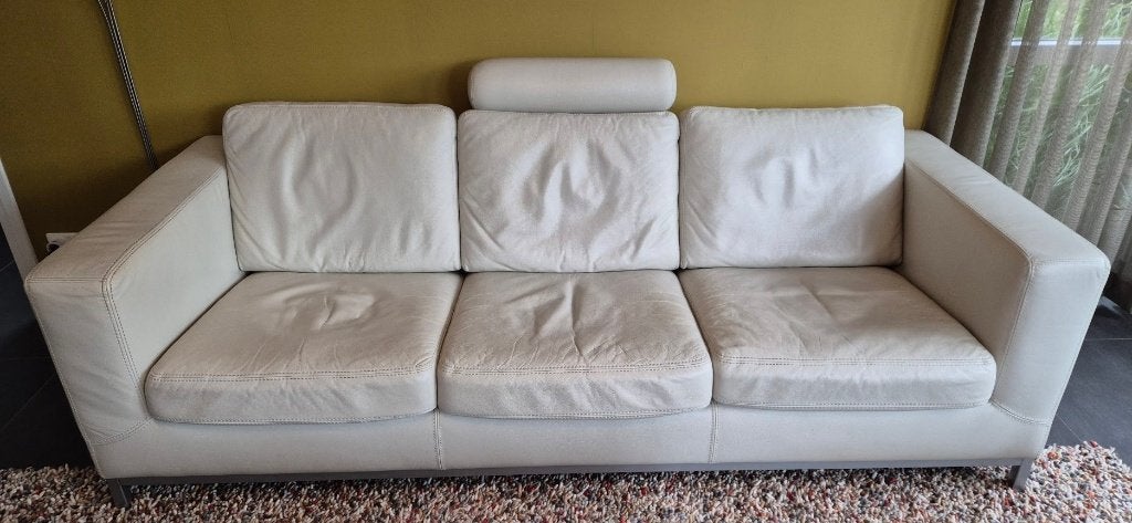 Machalke leren 3-zits, Ophalen, Gebruikt, Driepersoons, 75 tot 100 cm