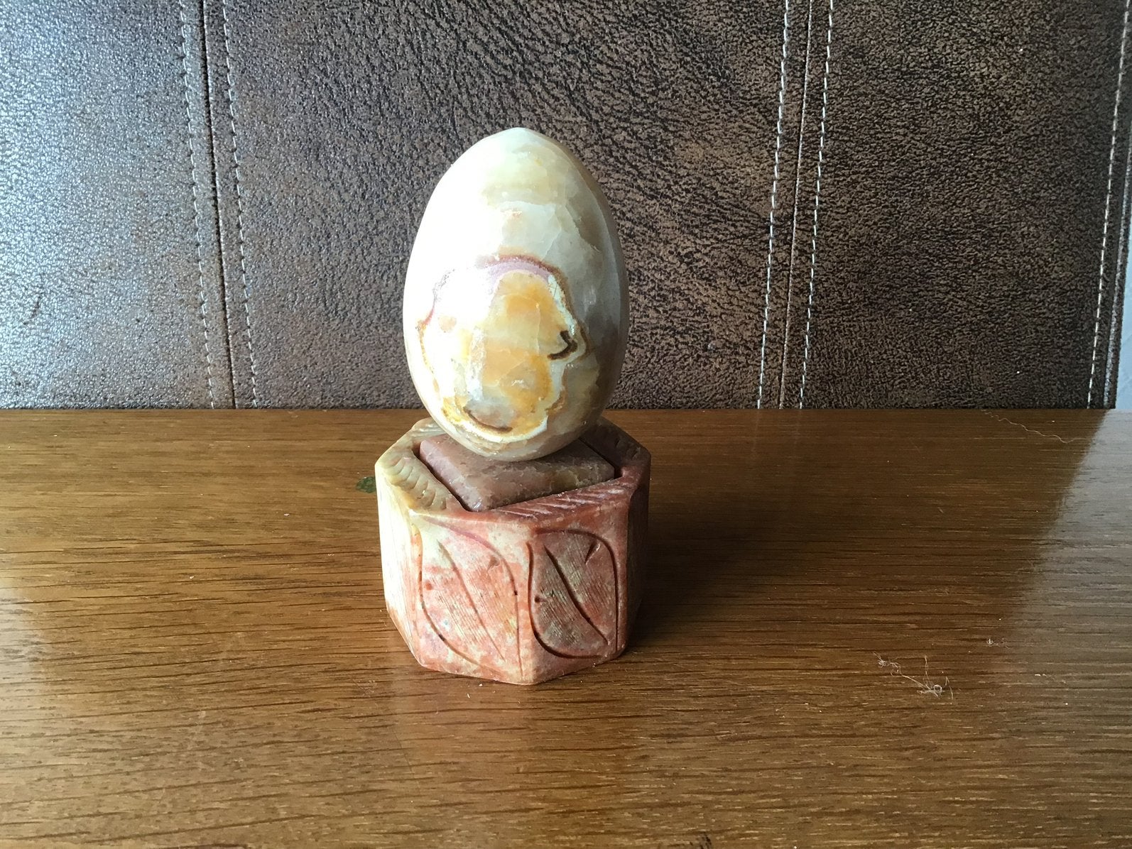 Mooi marmeren ei+marmeren kaarsenstandaard. Samen NU 10€, Ophalen of Verzenden
