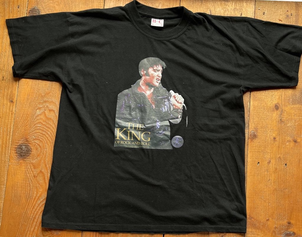 Elvis Presley The King of Rock and Roll T-Shirt - XXL A-112, B&C, Verzenden, Zwart, Overige maten