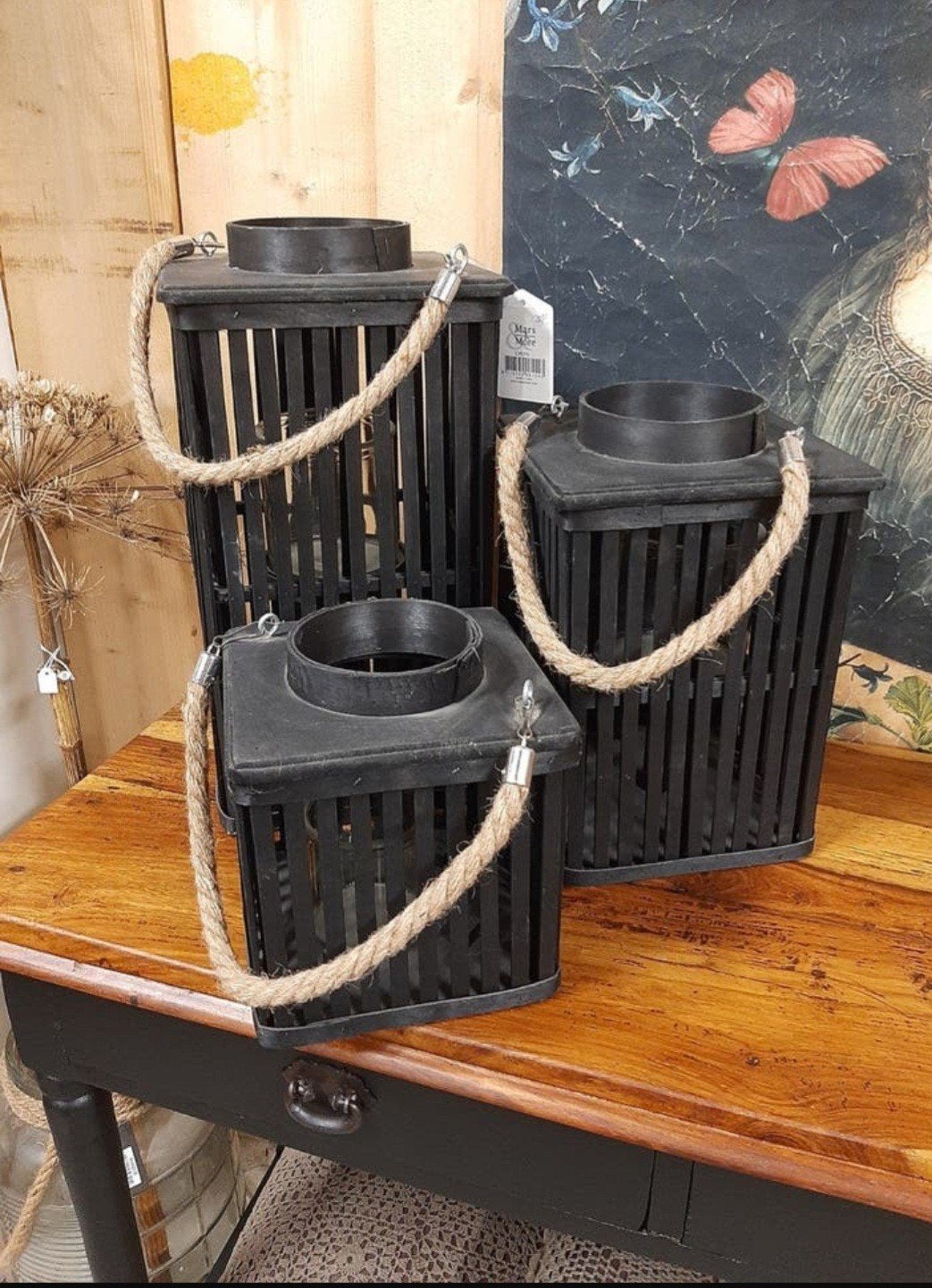 ACTIE! NIEUW! Stoere windlichten, waxinehouder,binnen/buiten, Windlicht, Natuurlijk materiaal, Nieuw, Ophalen of Verzenden