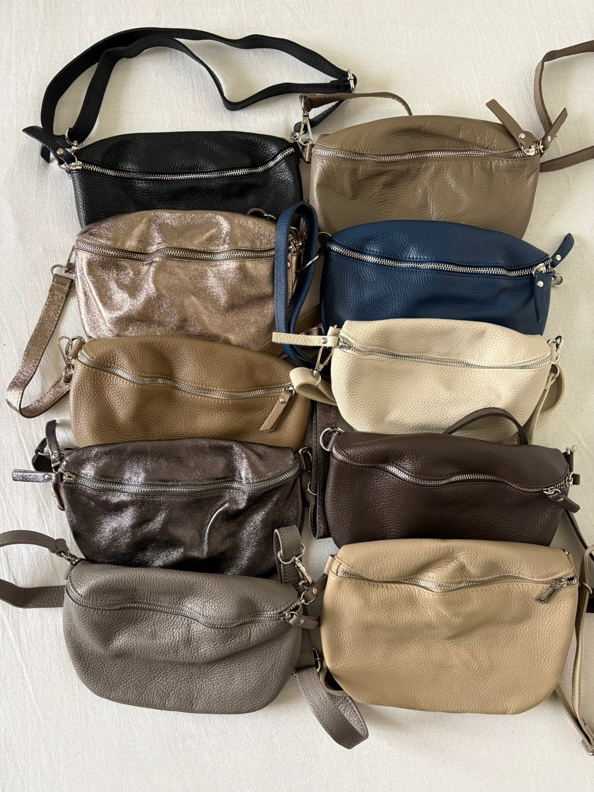 Echte leren tasjes met rits - Bumbag - Heuptas - Schoudertas, Ophalen of Verzenden, Nieuw, Overige kleuren, Schoudertasje