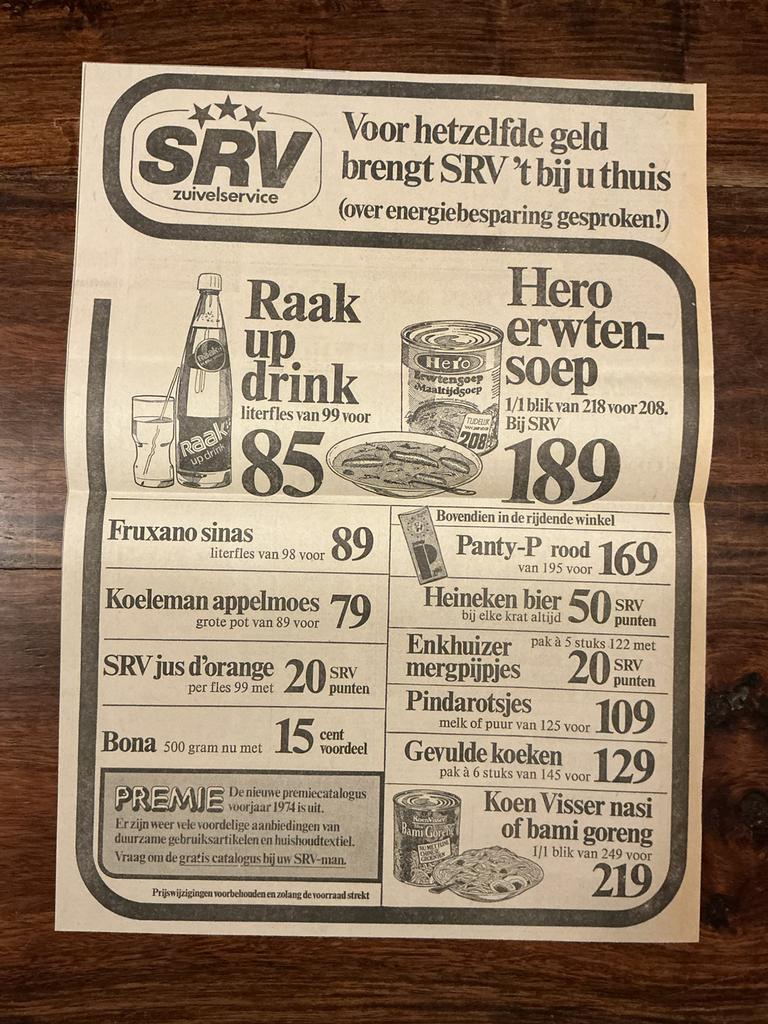 SRV reklame februari 1974 #2, Verzenden, 1960 tot 1980, Knipsel(s)