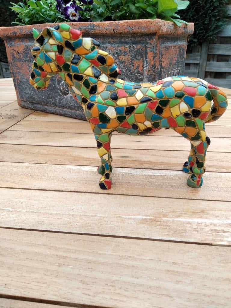 Beeldje van Barcino mozaiek "Paard"  14 cm hoog, Ophalen of Verzenden, Zo goed als nieuw, Dier