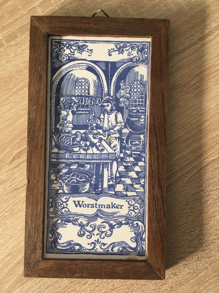 Blauw Wit 'Delfts' Tegeltje Worstmaker, Ophalen of Verzenden