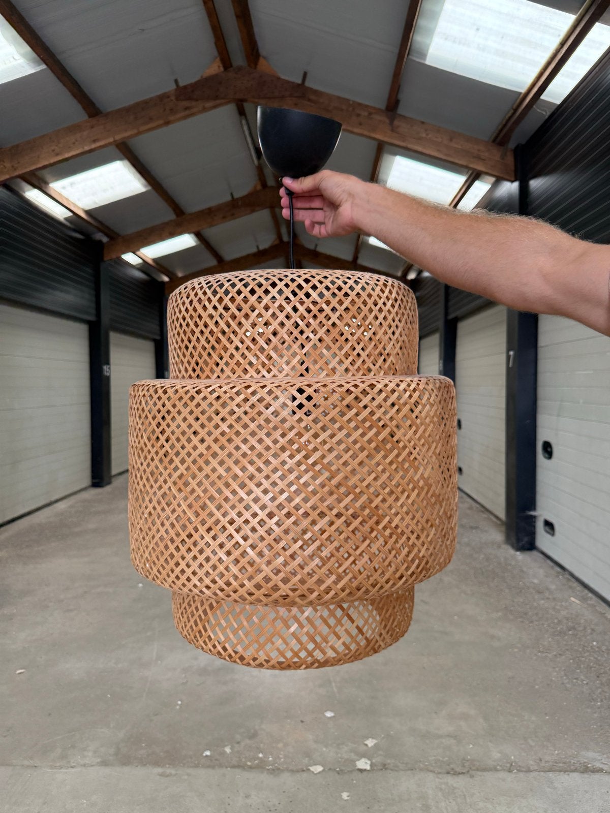 IKEA SINNERLING bamboe hanglamp, Ophalen, Zo goed als nieuw, Natuurlijk materiaal, E27 (groot)