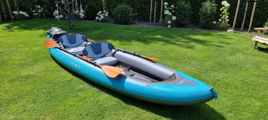 ITIWIT OPBLAASBARE KAJAK 3 PERS - COMPLEET MET ALLES, Watersport en Boten, Ophalen, Opblaasbaar, Zo goed als nieuw, 3-persoons of meer
