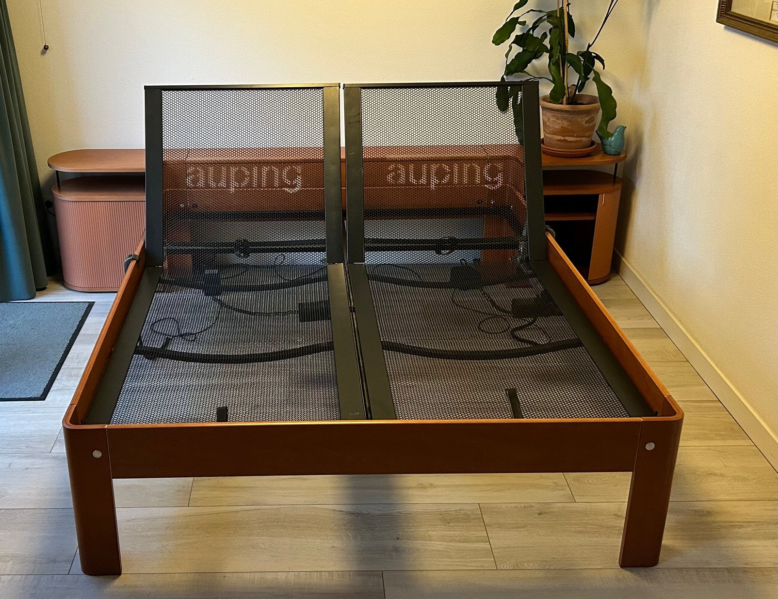 Auping Auronde 160 x 200 48 H met electrische spiraal bodems, Ophalen, Tweepersoons, Zo goed als nieuw, 160 cm