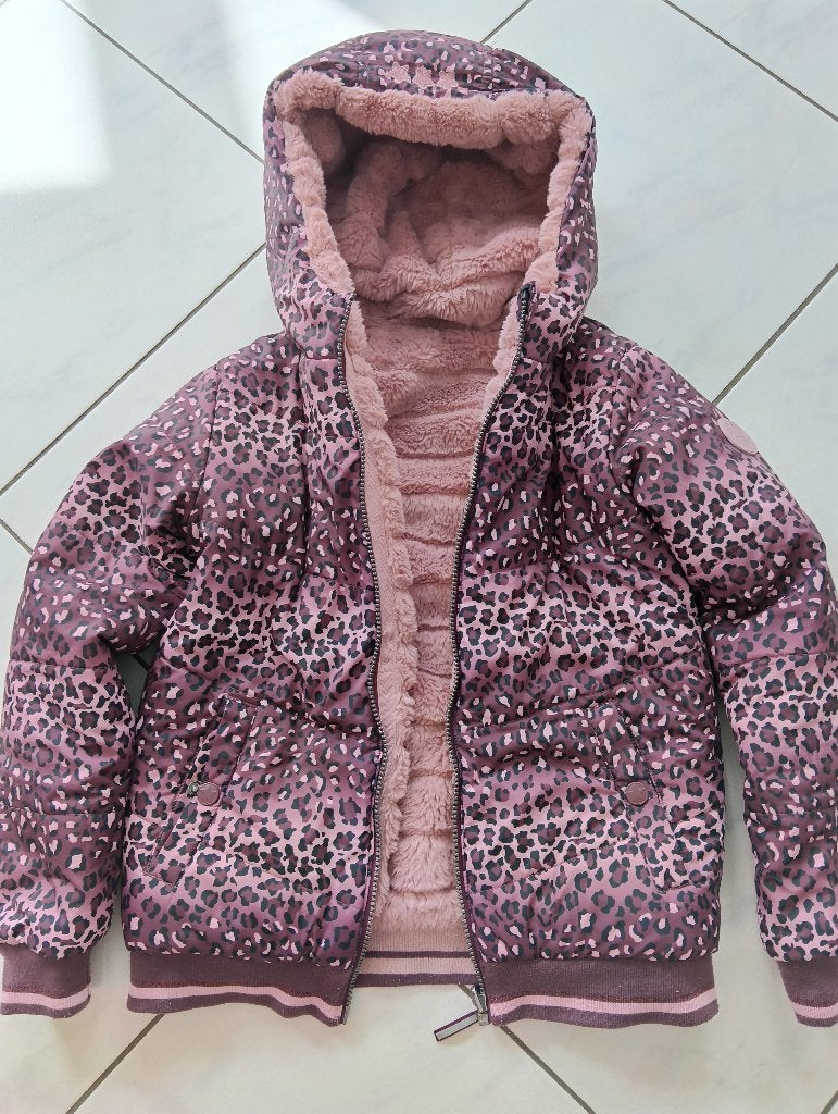 Winterjas ,reversible jas met capuchon pink maat 146 / 152, Ophalen, Gebruikt, Meisje, WE Fashion