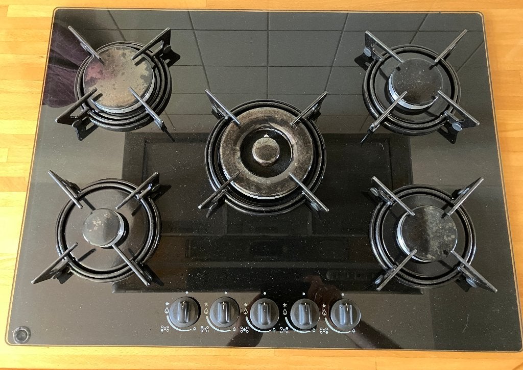 Inbouw gaskookplaat 5 branders 70x51cm, Ophalen, Gebruikt, Inbouw, Gas