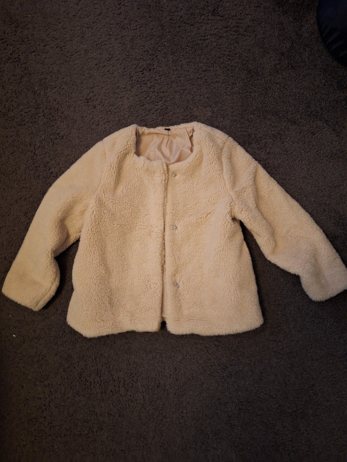 Crèmekleurig teddy jasje maat 122/128, Kinderen en Baby's, Kinderkleding | Maat 122, Ophalen, Meisje, Zo goed als nieuw, Onbekend