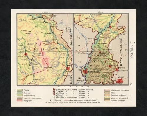 Provinciekaartje Limburg Pepermunt Maastricht Venlo., Ophalen of Verzenden, Zo goed als nieuw
