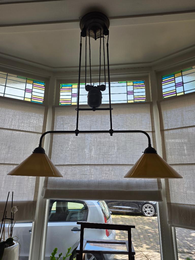Plafond lamp met contra gewicht., Antiek en Kunst, Ophalen of Verzenden