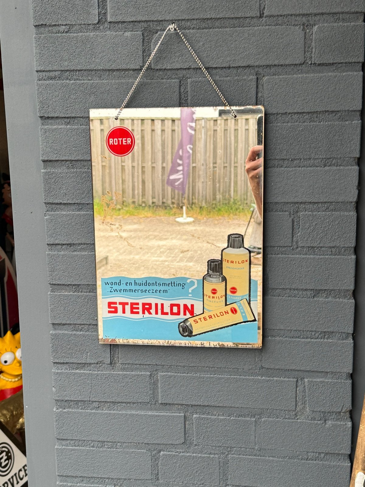 Roter Sterilon reclame spiwgel, Ophalen of Verzenden, Gebruikt, Reclamebord