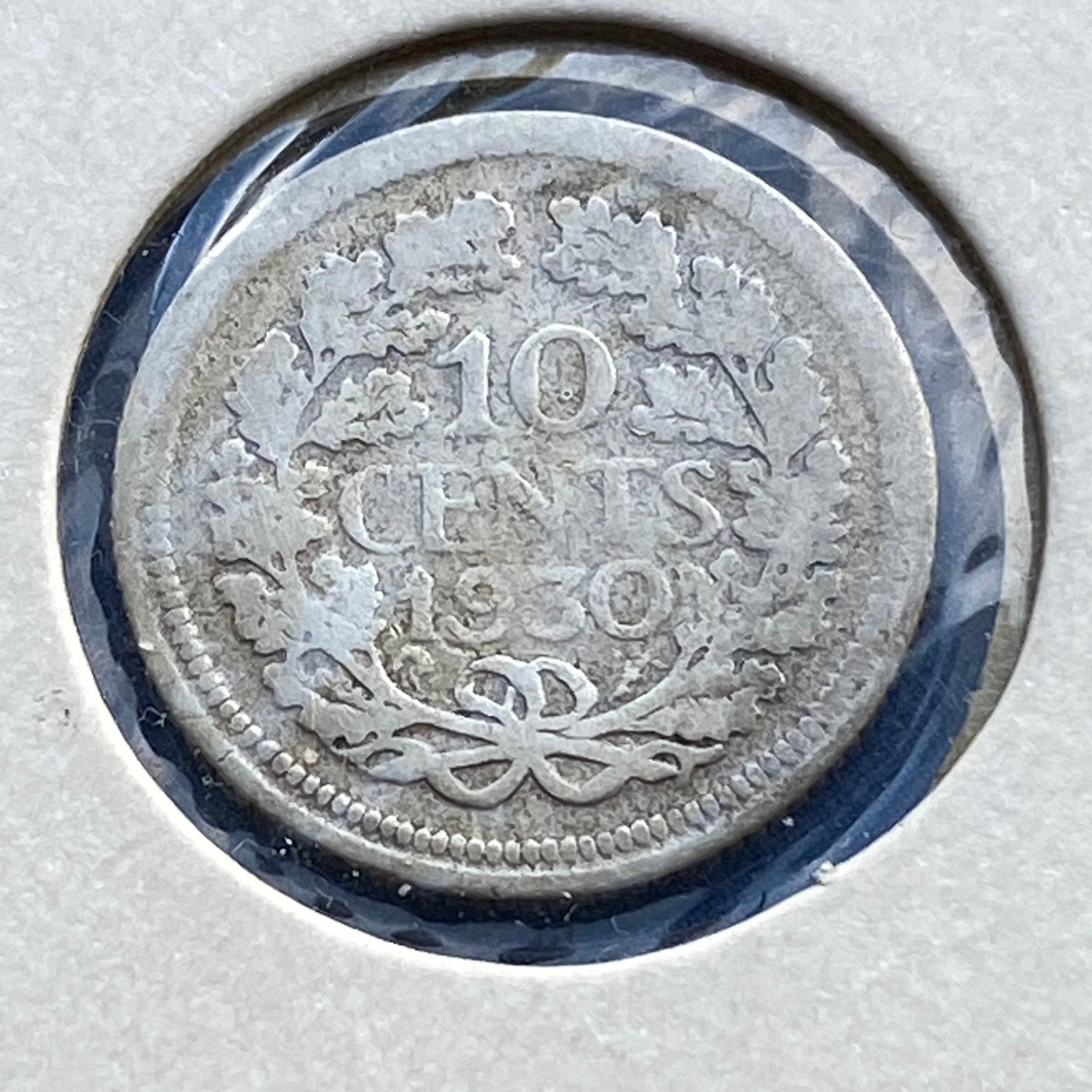 10 Cent zilver / Dubbeltje zilver uit 1930 van Wilhelmina, Verzenden, Zilver, 10 cent, Koningin Wilhelmina