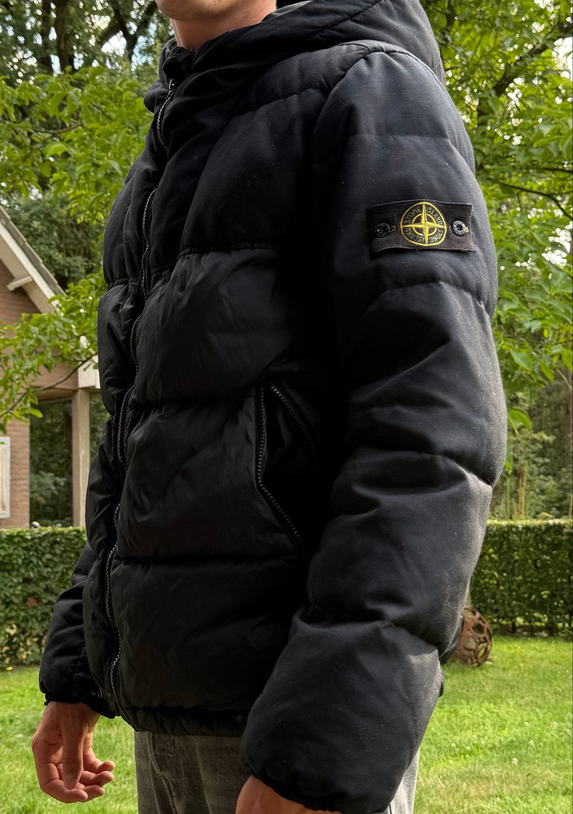 Stone Island Crinkle Reps NY Down Jacket Zwart maat L, Ophalen of Verzenden, Gedragen, Zwart
