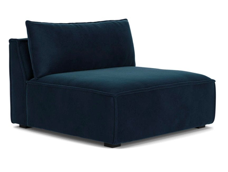 Luxe lounge fauteuil / modulaire stoel – navy blauw velours, Ophalen, Overige materialen, 75 tot 100 cm, Zo goed als nieuw