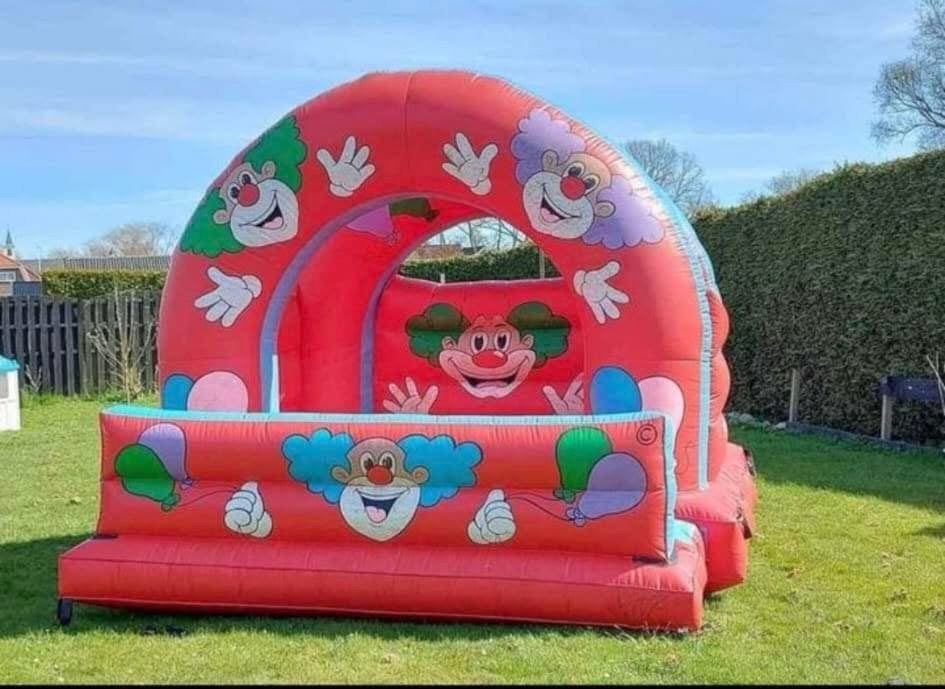 Springkussen met blower 4x3 - Clown thema, Ophalen of Verzenden, Gebruikt