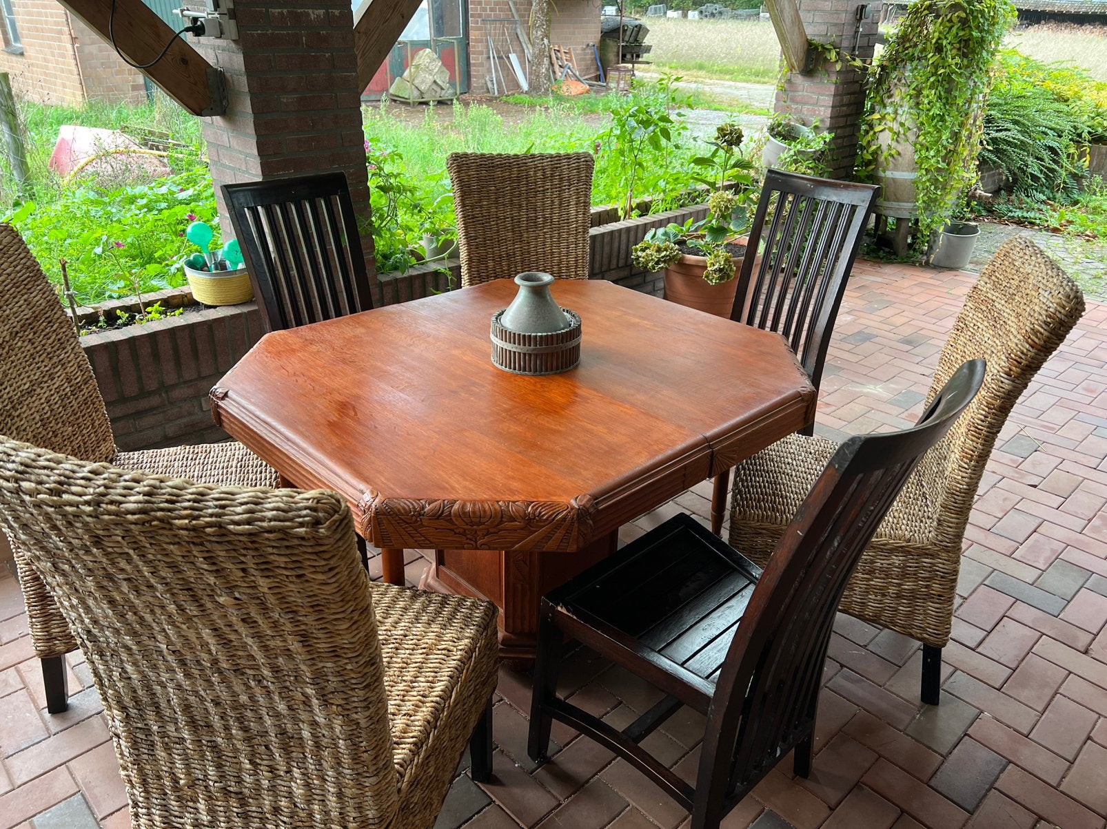 Eettafel met 7 stoelen, Ophalen, Zo goed als nieuw, Eettafel