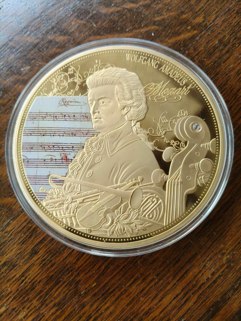 Wolfgang Amadeus Mozart Herdenkingsmunt Goudkleurig, Postzegels en Munten, Munten | Nederland, Vóór koninkrijk, Losse munt, Goud