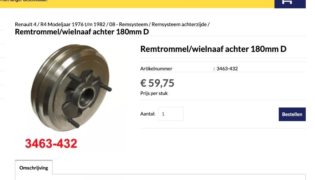 Achterste remtrommels Renault 4 GTL nieuw in doos, Ophalen of Verzenden, Nieuw, Renault
