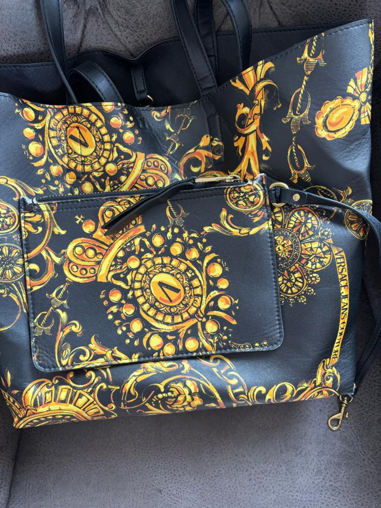 Versace Jeans Couture Omkeerbare Shopper Tas Zwart/Goud, Ophalen of Verzenden, Zo goed als nieuw, Zwart, Shopper