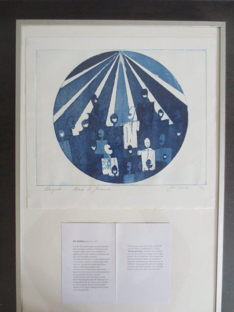 Peugeot Ets van Jos Gielen. Ingelijst 53x36 cm .Genummerd 10, Ophalen of Verzenden, 53 cm, 36 cm, Ets