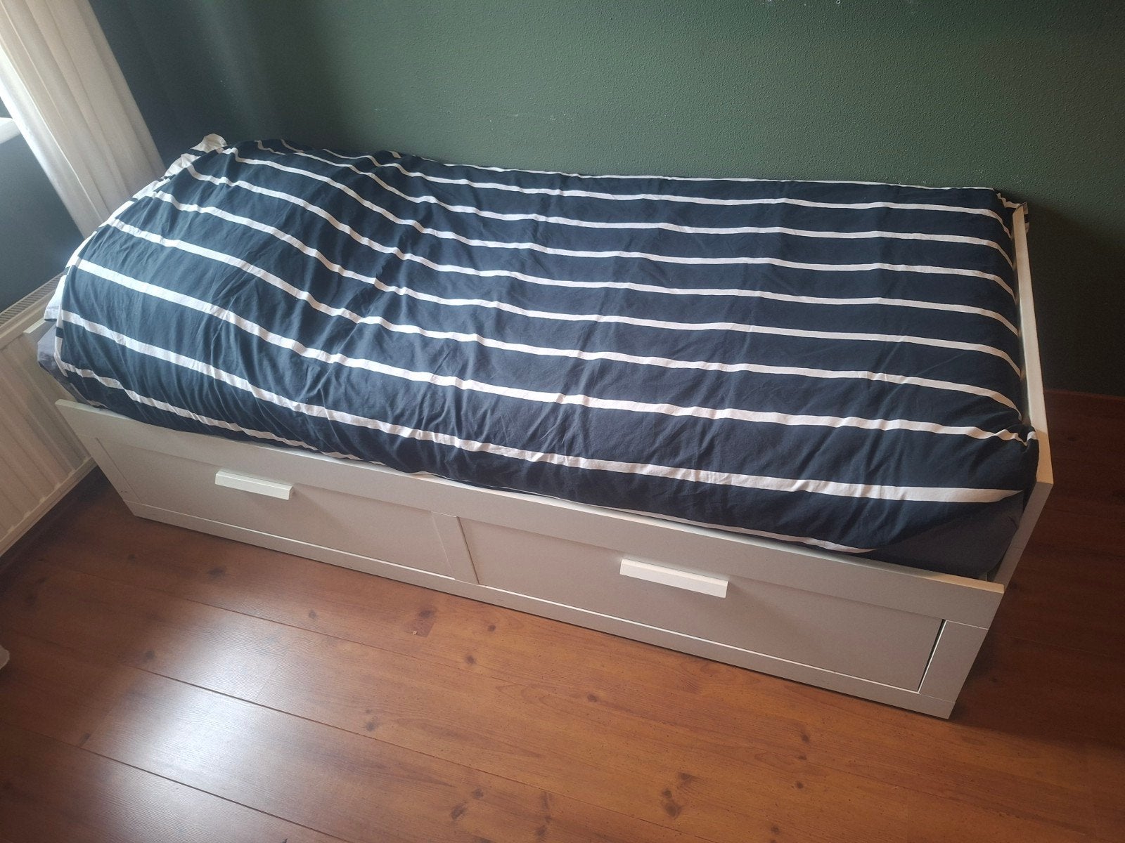ikea uitschuifbaar bed met lades, Ophalen, 90 cm, Eenpersoons, Wit
