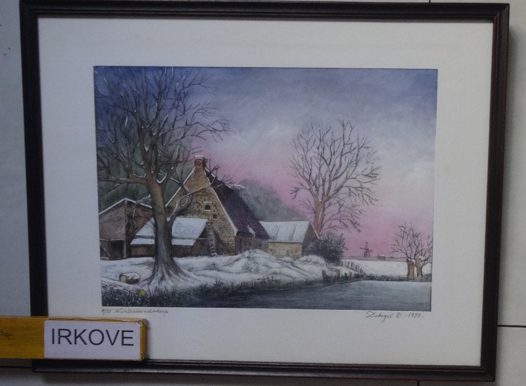 ETS AQUAREL BOERDERIJ IN DE WINTER * Gesigneerd *, Verzenden, Gedateerd, Landschap, Papier