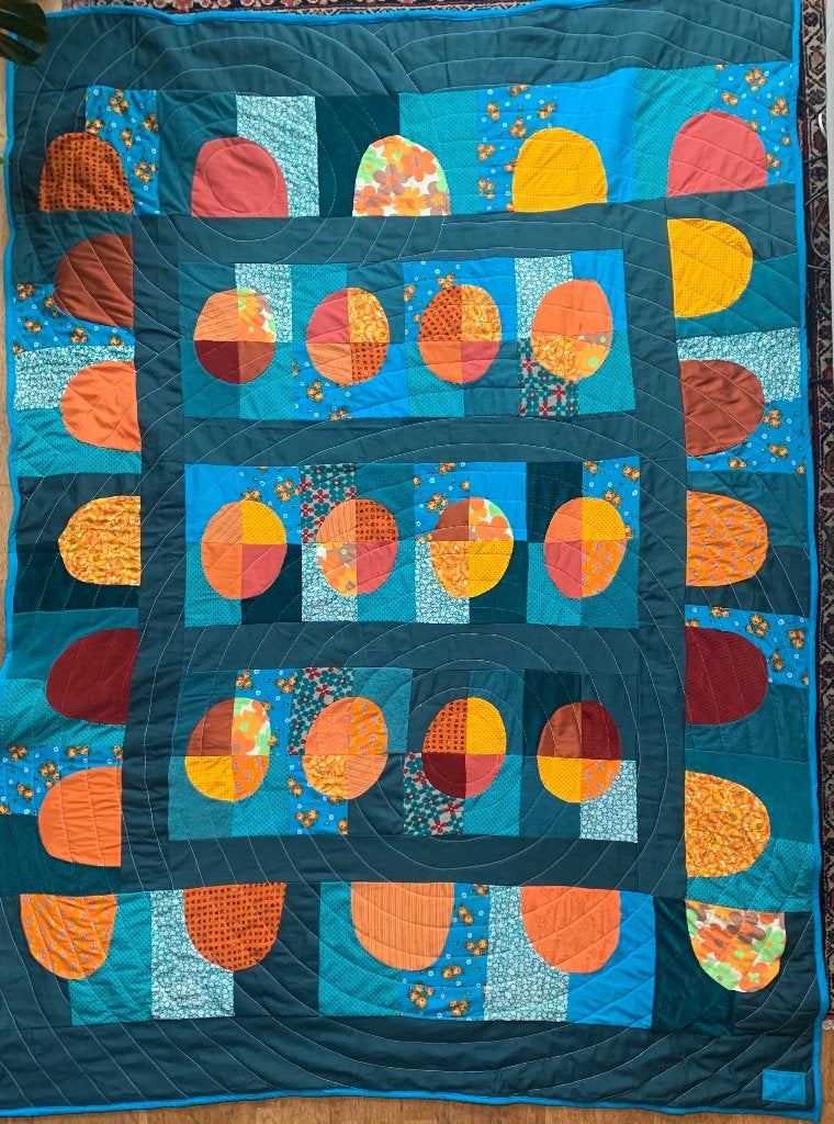 Blauw oranje patchwork deken van Pippa & Lies, Ophalen of Verzenden, Gebruikt