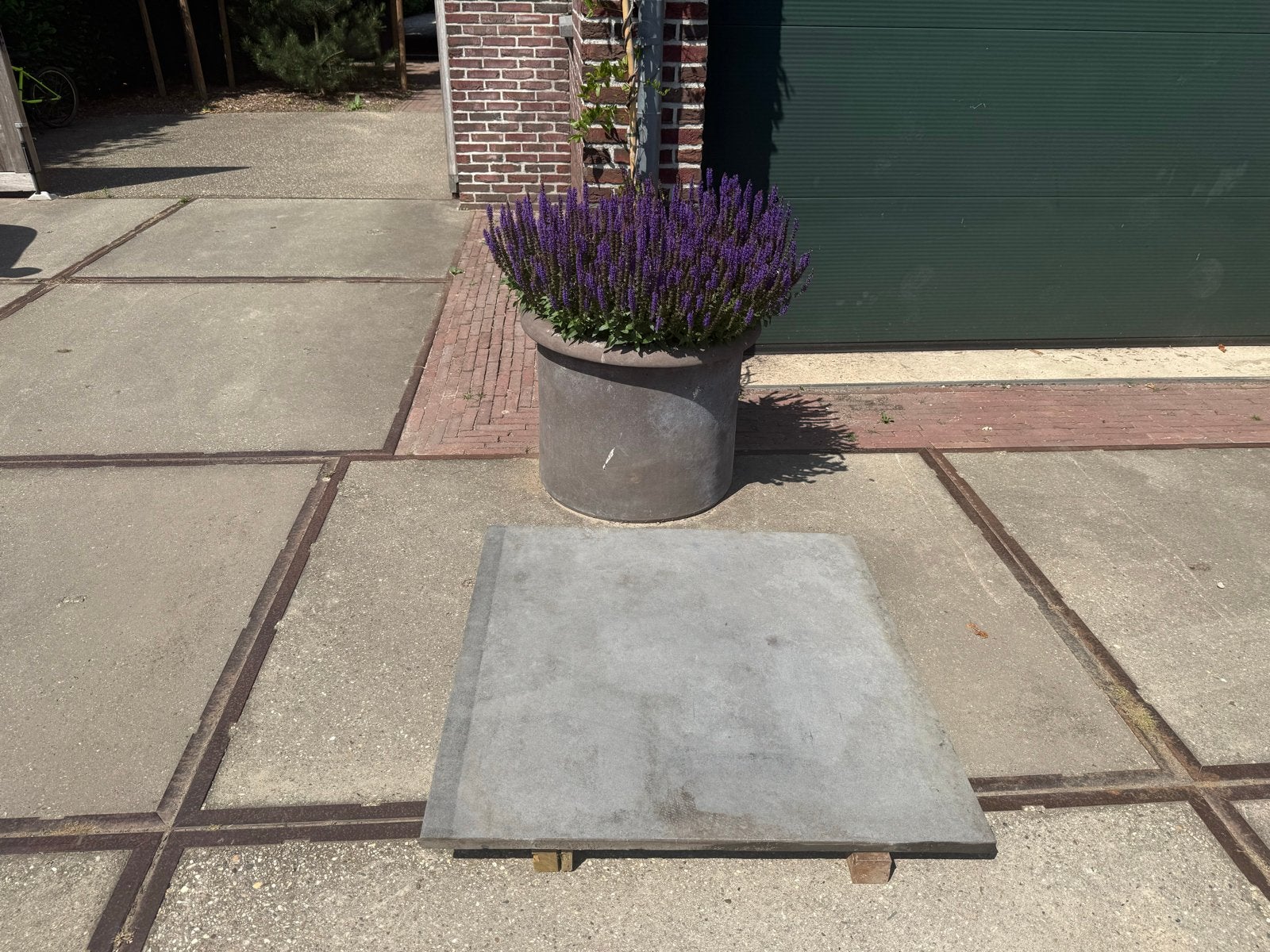Hardstenen tegels 13m2 100x100x3 cm en 55m2 80x80x3 cm, 60 cm of meer, Gebruikt, Hardsteen, Ophalen of Verzenden