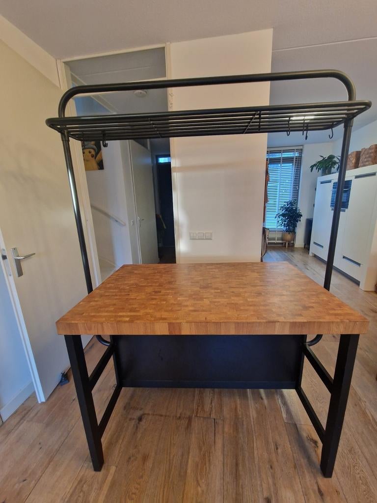 IKEA VADHOLMA Keukeneiland met rek - Zo goed als nieuw, Ophalen, Hout, IKEA, Keukentrolley