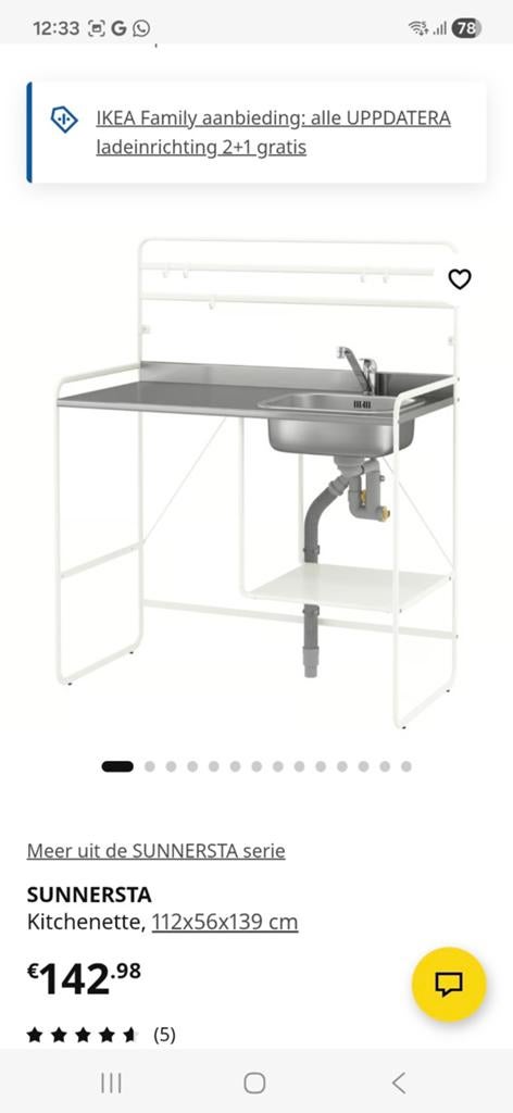 IKEA SUNNERSTA keuken, Wit, Enkelwandige keuken, Ophalen of Verzenden, Zo goed als nieuw
