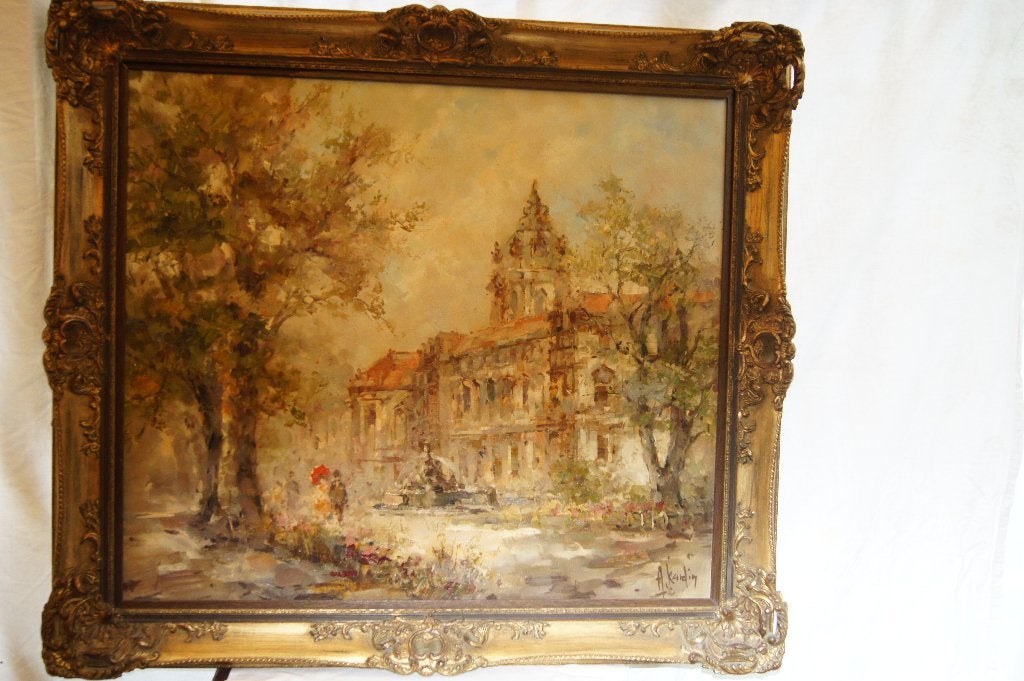 Impressionistisch olieverfschilderij op doek  ( A.Kardin, Doek, Ophalen of Verzenden, Bijzondere lijst, Olieverf