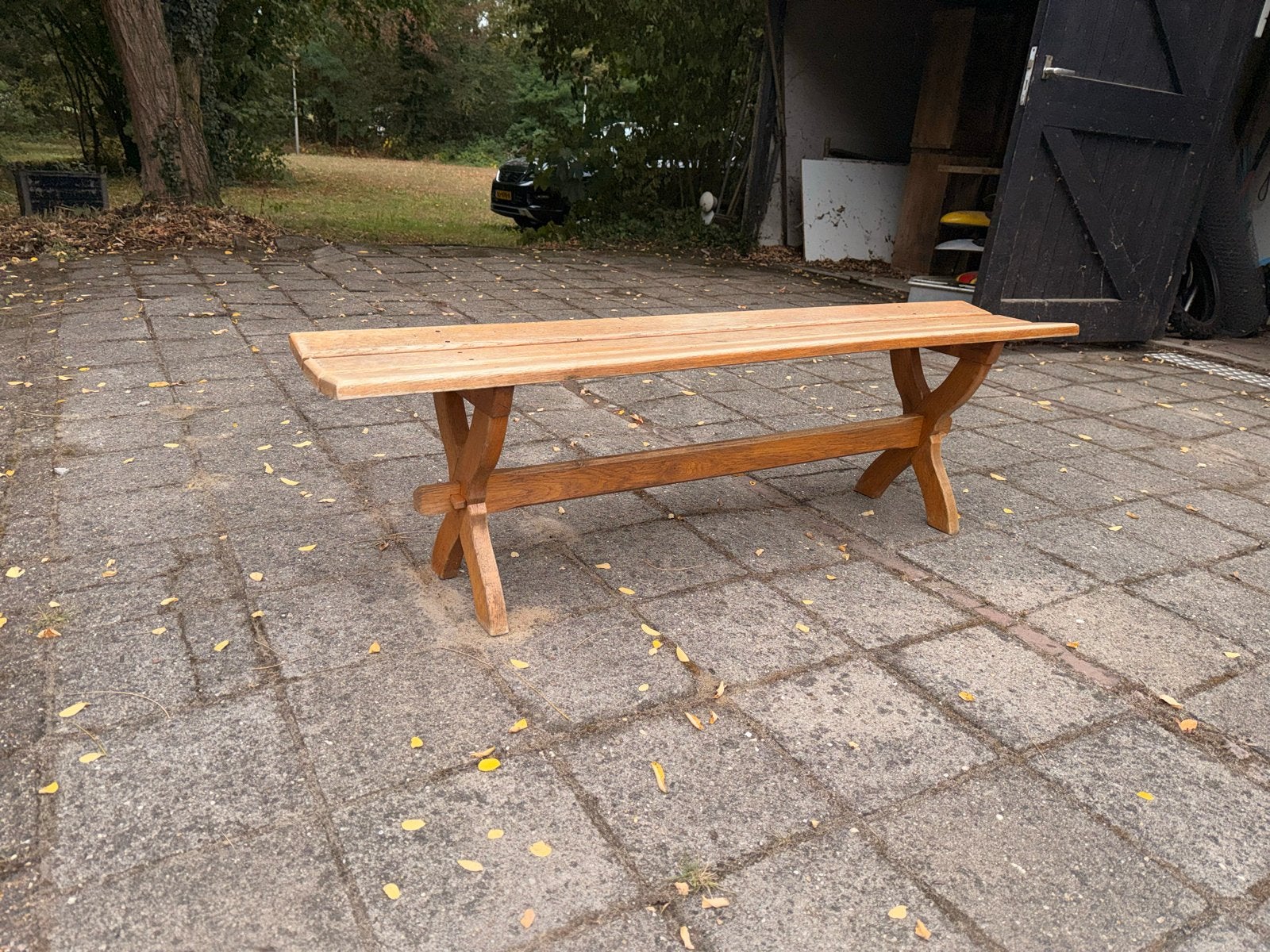 Eiken houtenbank 1910-1930 Vintage Design, Antiek en Kunst, Ophalen