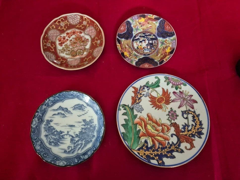 Set van 4 Aziatische Porseleinen Schoteltjes/Bordjes, Ophalen of Verzenden