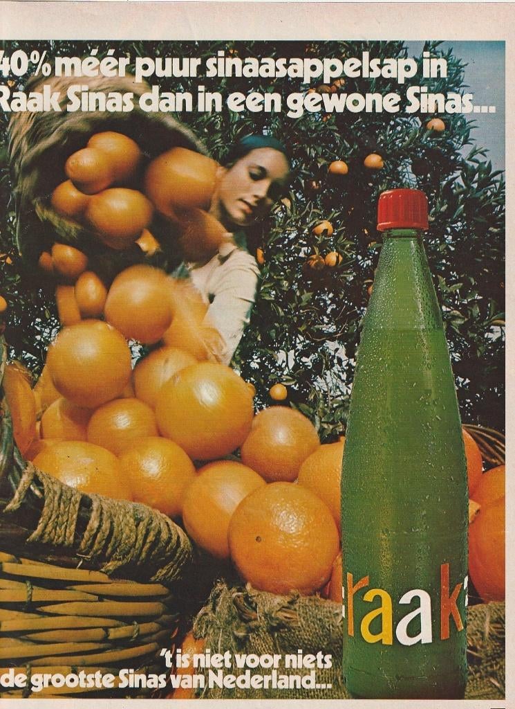 Retro reclame 1971 Raak sinas frisdrank echt de grootste, Verzenden, Overige typen