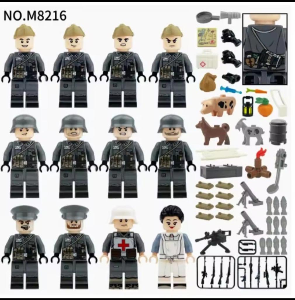 12 Duitse Soldaten Minifiguren - Compatibel met Lego, Ophalen of Verzenden, Nieuw, Overige merken