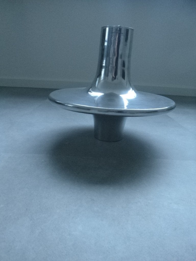 BOB aluminium kaarsen standaard, rond 34cm, 33 hoog  zgan, Huis en Inrichting, Overige merken, Waxinelichthouder, Ophalen of Verzenden