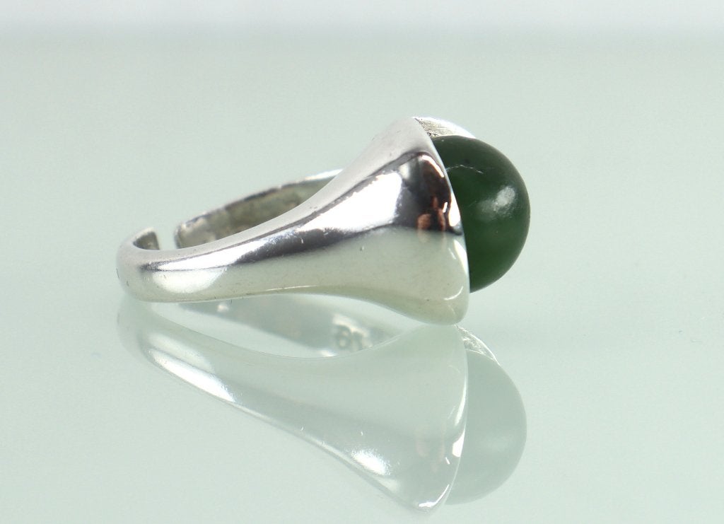 Vintage zilveren ring jade Franz Scheurle, Sieraden, Tassen en Uiterlijk, Antieke sieraden, Ophalen of Verzenden, Zilver, Ring