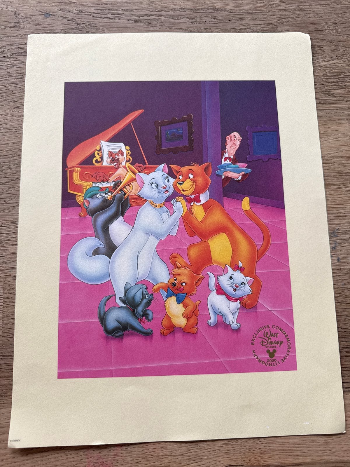 Originele Disney Lithografie - The Aristocats (2000), Origineel, Ophalen of Verzenden, Personages en Fantasiefiguren, Lithografie