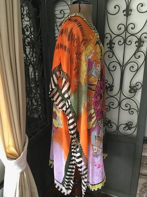 BEACHDRESS-STRANDJURK SEMI TRANSPARANT ORANGE ONE SIZE NIEUW, BEACHDRESS, Verzenden, Maat 46/48 (XL) of groter, Nieuw